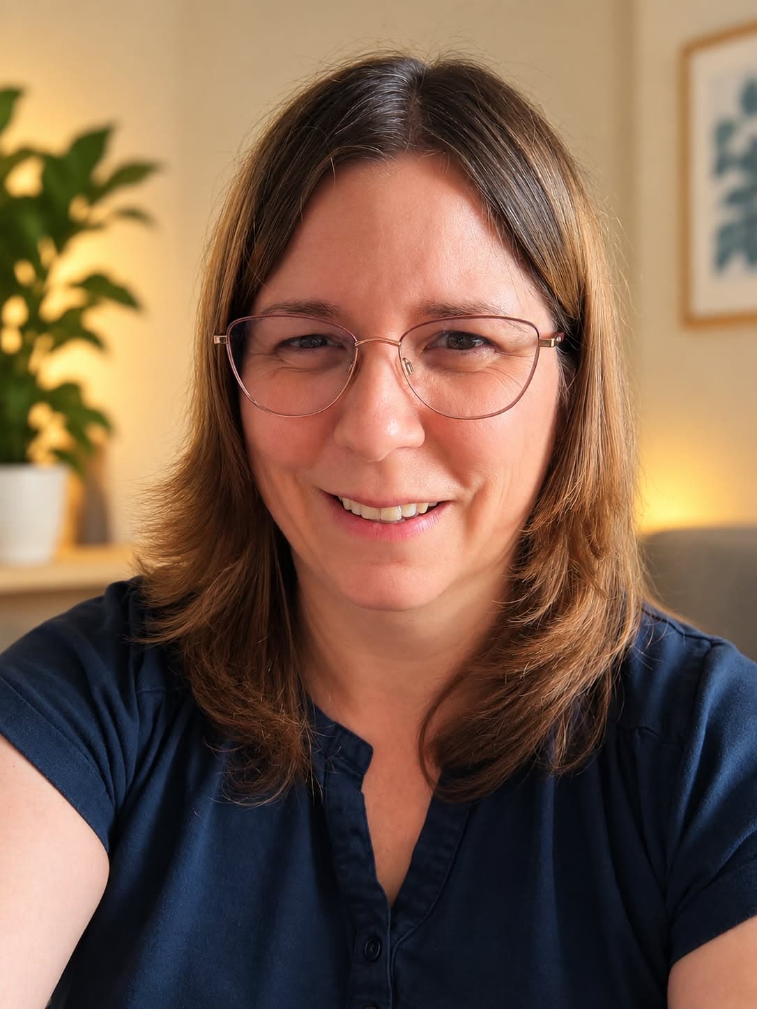 Dr. Kaszás Beáta mosolyogva, a rendelőjében